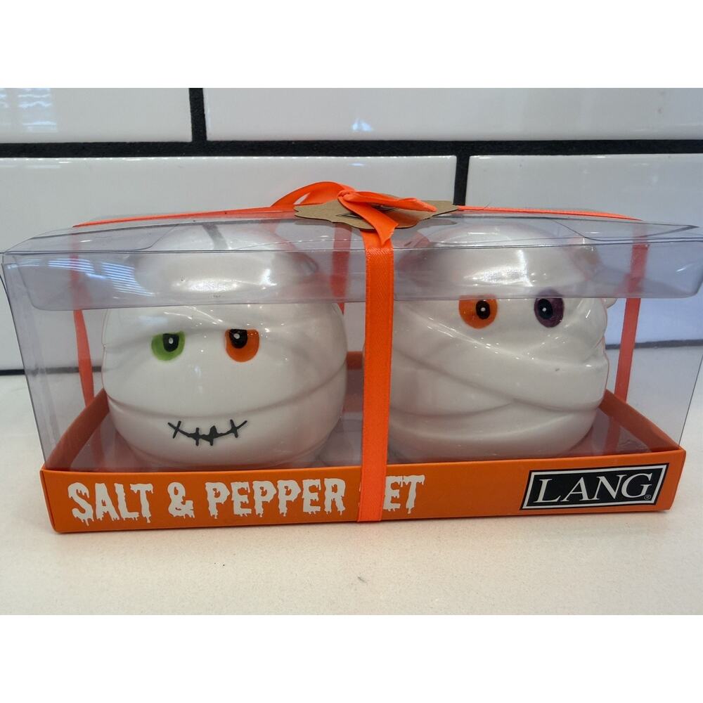 Halloween Mummy Salt‎ And Pepper Shakers Set New In Box Lang Halloween 🎃 💀